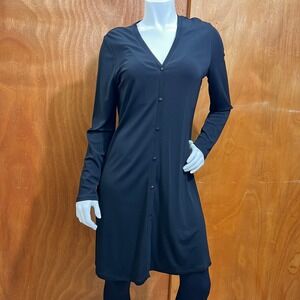 Brooks Brothers Black Long Button-Down Black Cardigan / Sweater Dress Size M